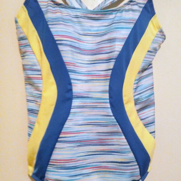 Lands End Athletic One Piece Swimsuit-Size 12-Racerback-Lined-UPF 50-D Cup - Picture 4 of 10